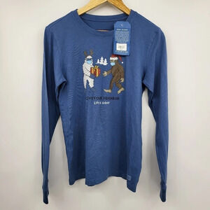 LIFE IS GOOD Women's Long Sleeve Graphic Crusher Tee Yeti & Bigfoot Sz S